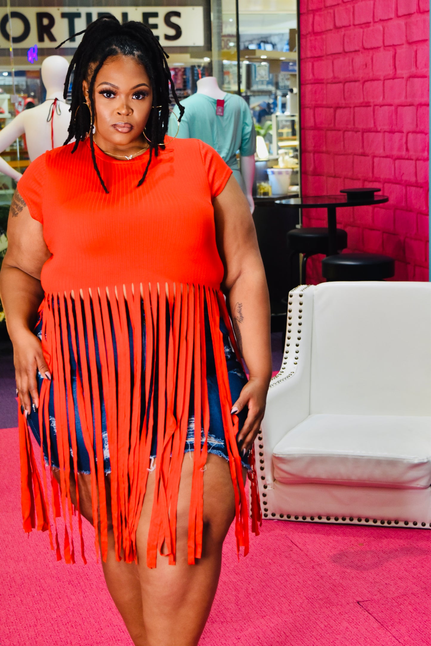 Long fringe top